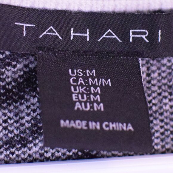 Tahari Women's Black & White Floral Chunky Cozy Warm Thick Sweater Winter Size M - Picture 7 of 9